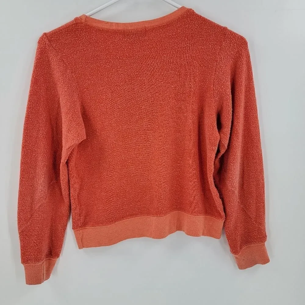 Wildfox kids anchor crew neck long sleeve orange shirt girls 7/8 medium